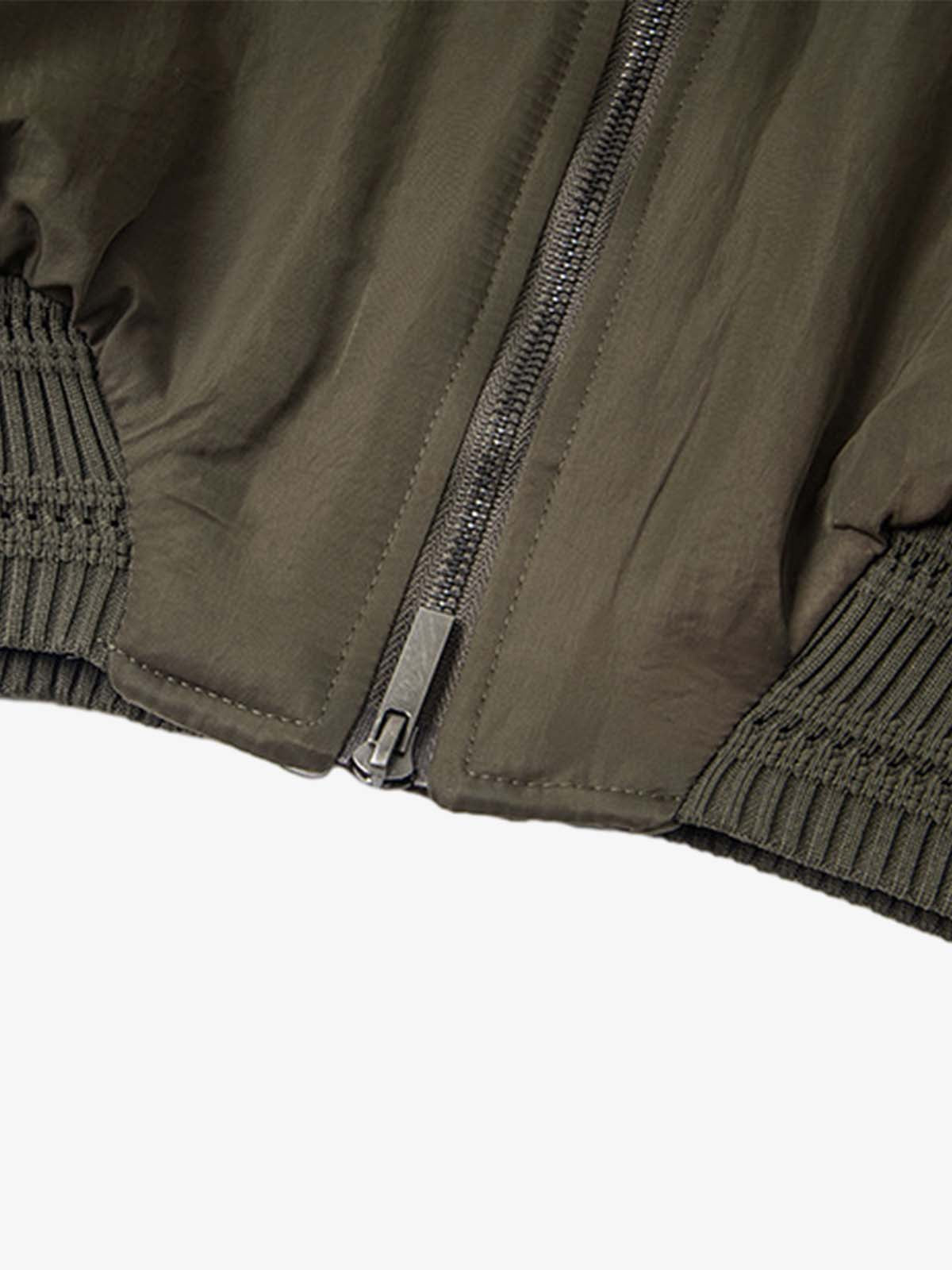 Olive Green Faux Fur Collar Padded Bomber Jacket 