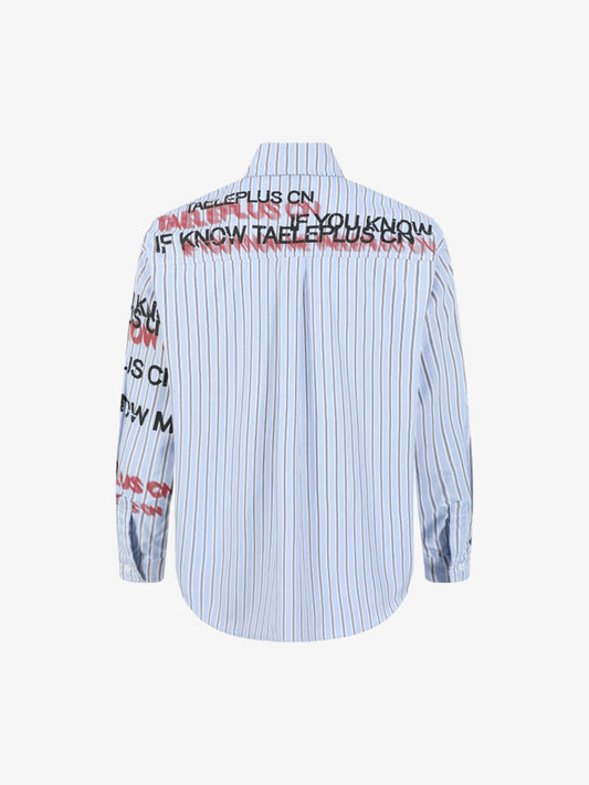 Striped Button-Up Shirt with Bold Floral Design 