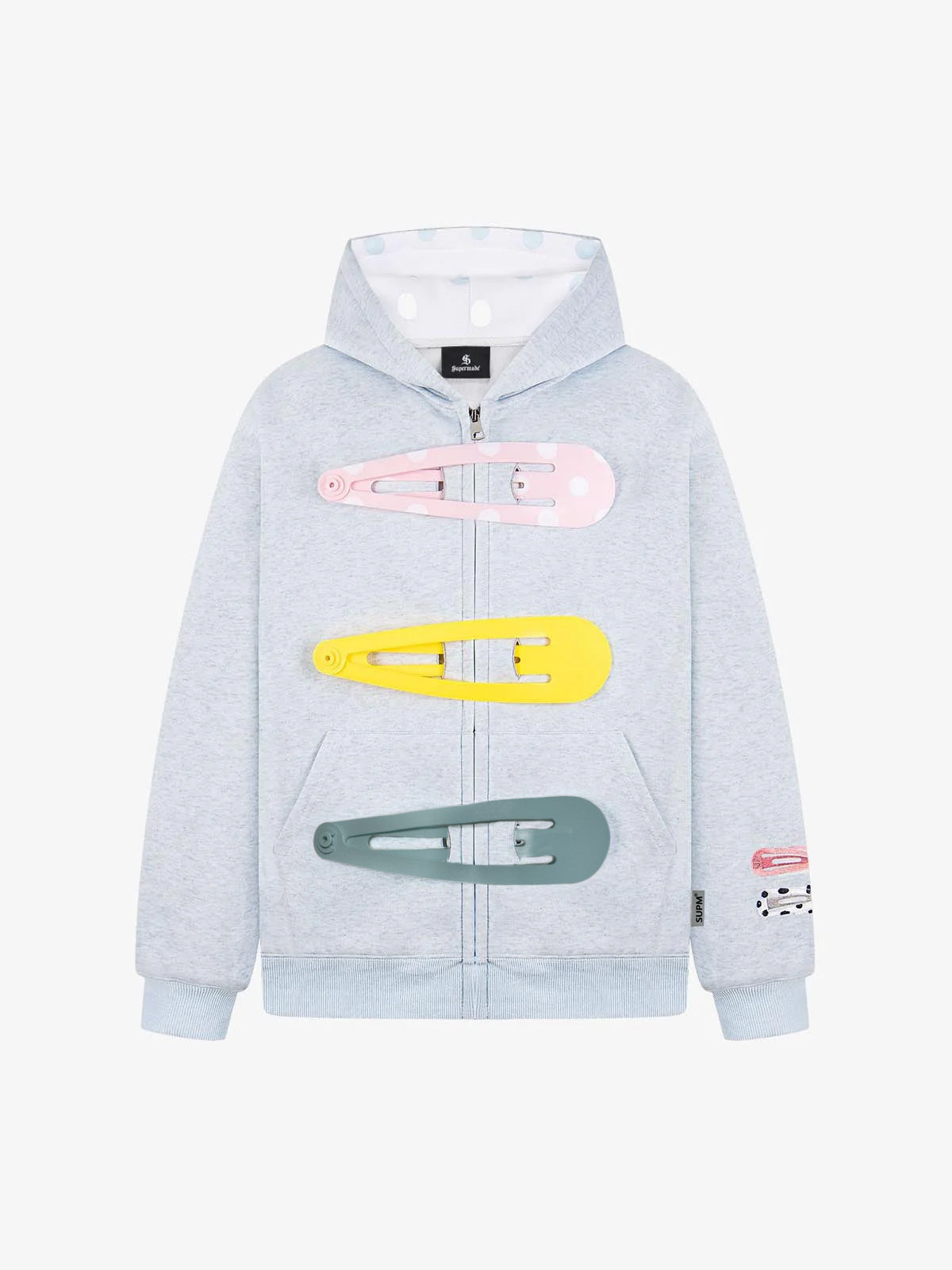 Detachable Hair Clip Decoration Zip Up Hoodie