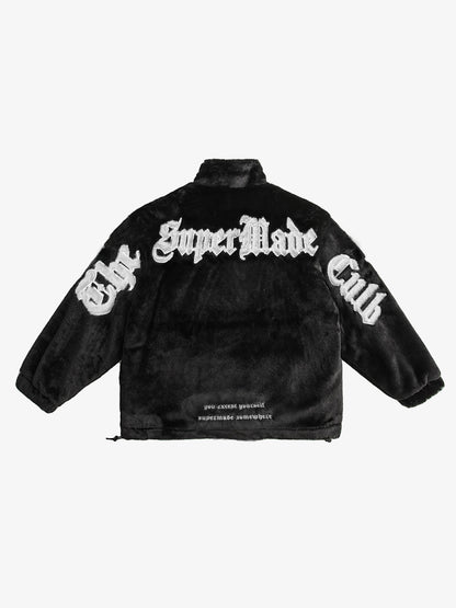 Thesupermade Street Letter Embroidered Fleece Jacket - 1838 