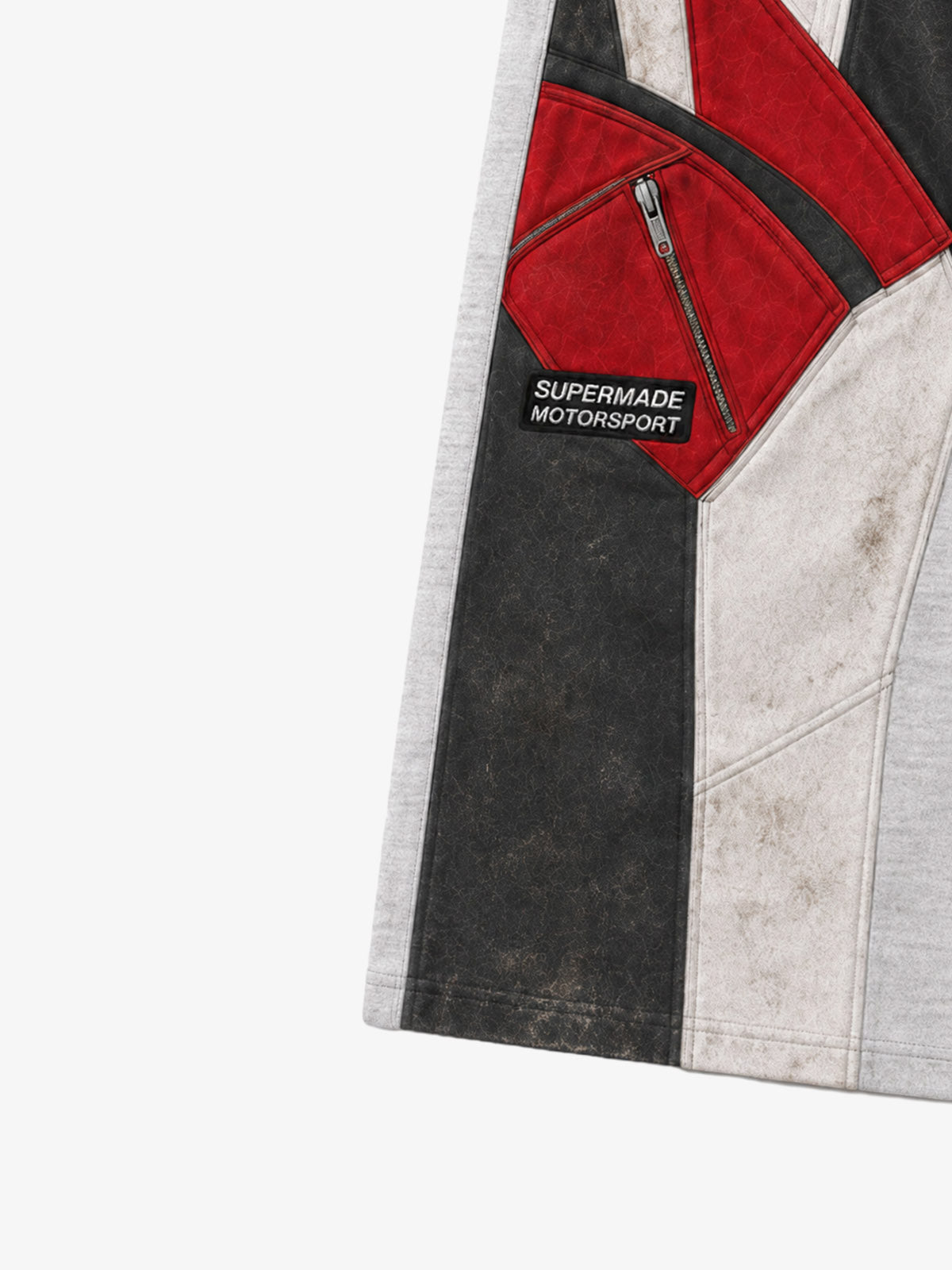 3D Biker Graphic Washed Distressed Wide-Leg Sweatpants