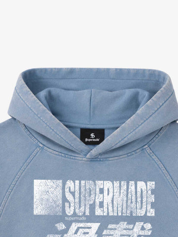 Racing Letter Flame Graphic Distressed Cropped Hoodie