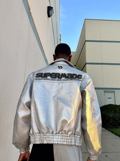 Faux Leather Vintage Street Black Air Jacket - 1821 