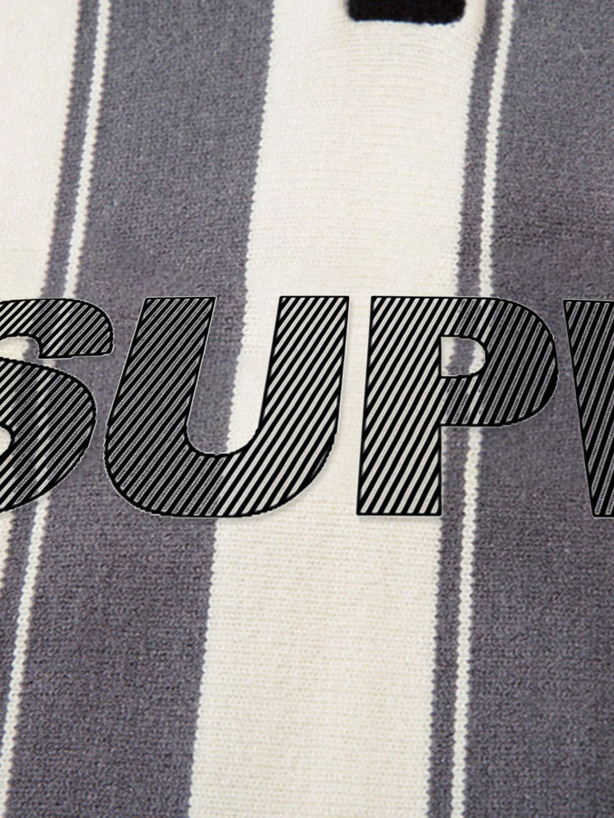 Retro Striped Polo Collar Sports Jersey Knit Sweater 