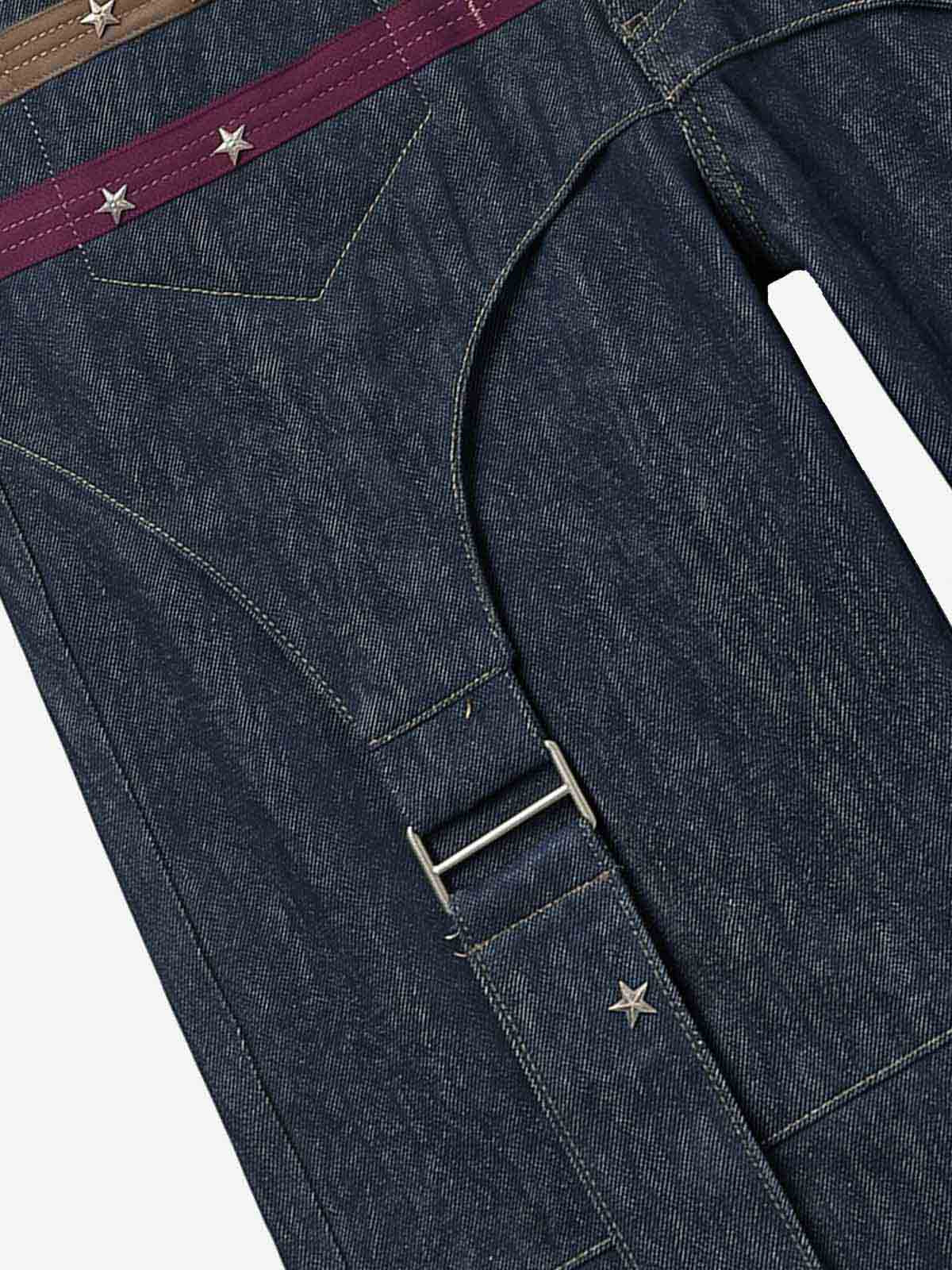 Vintage Star Studded Panel Wide Leg Shorts