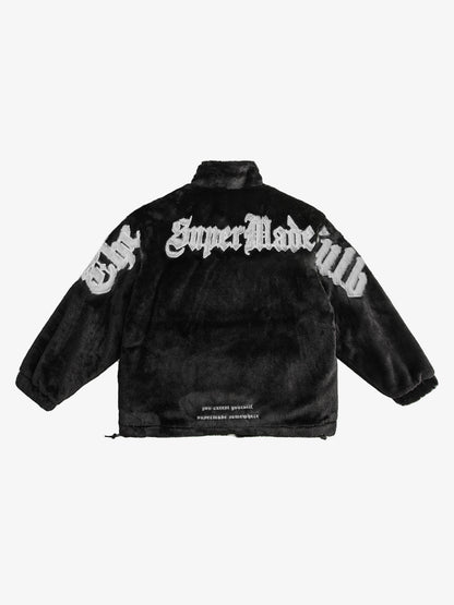 Thesupermade Street Letter Embroidered Fleece Jacket - 1838 