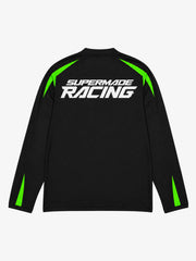 Skull Graphic Layered Racing Logo Long Sleeve Tee