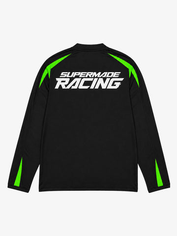 Skull Graphic Layered Racing Logo Long Sleeve Tee