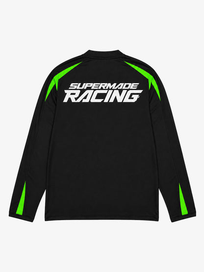 Skull Graphic Layered Racing Logo Long Sleeve Tee