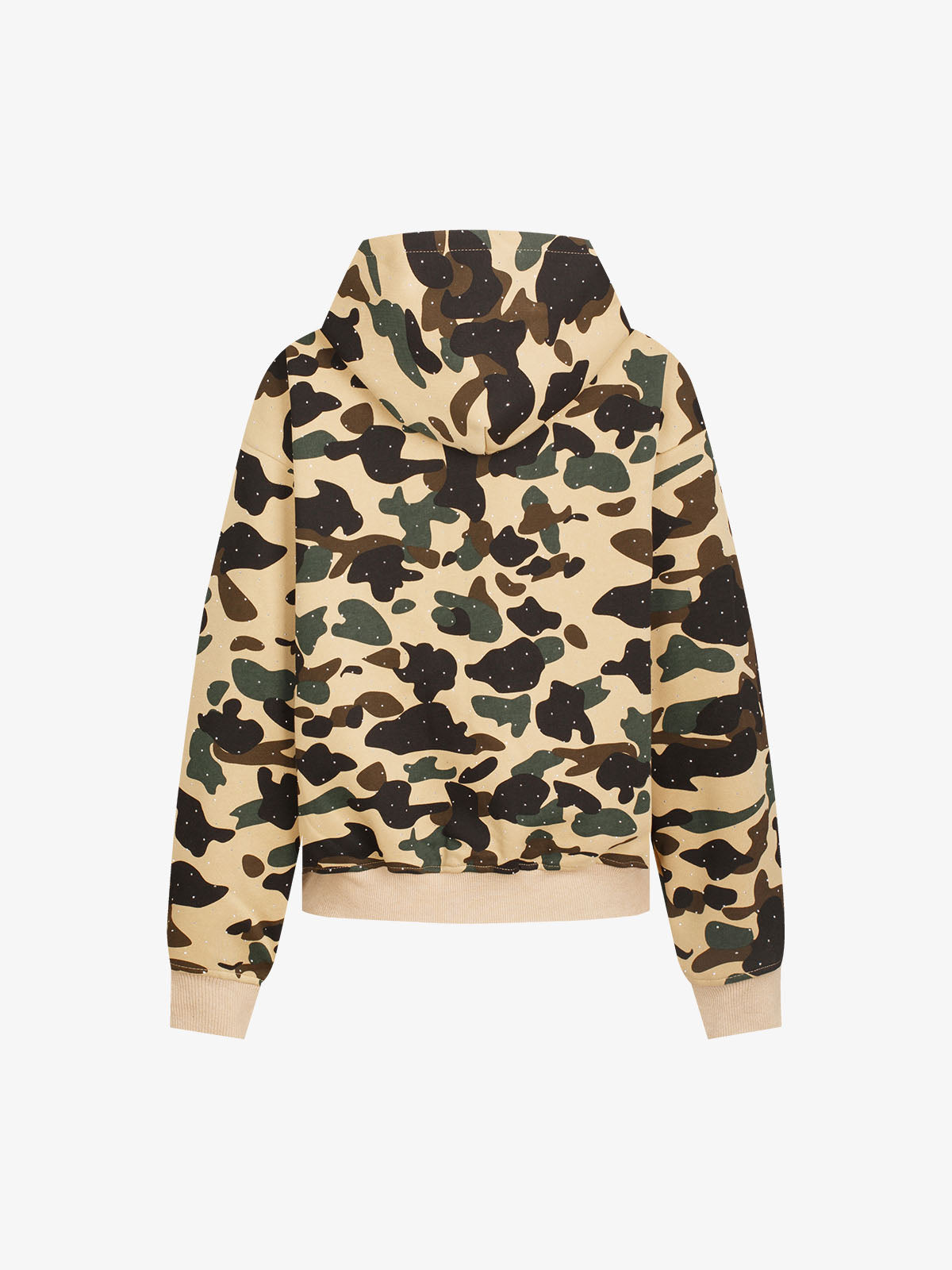 Rhinestone Camo Chunky Zip Boxy Fit Zip-Up Hoodie