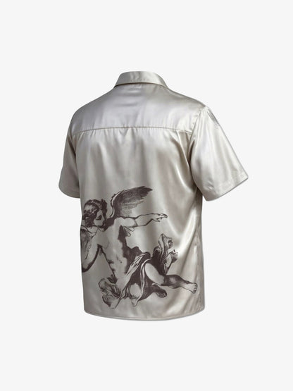 Cupid Angel Sketch Camp Collar Boxy Shirt 