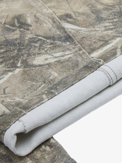 Abstract Camouflage Washed Barrel Jeans