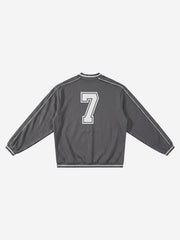 Striped Color Block Logo Graphic V-Neck Sweatshirt