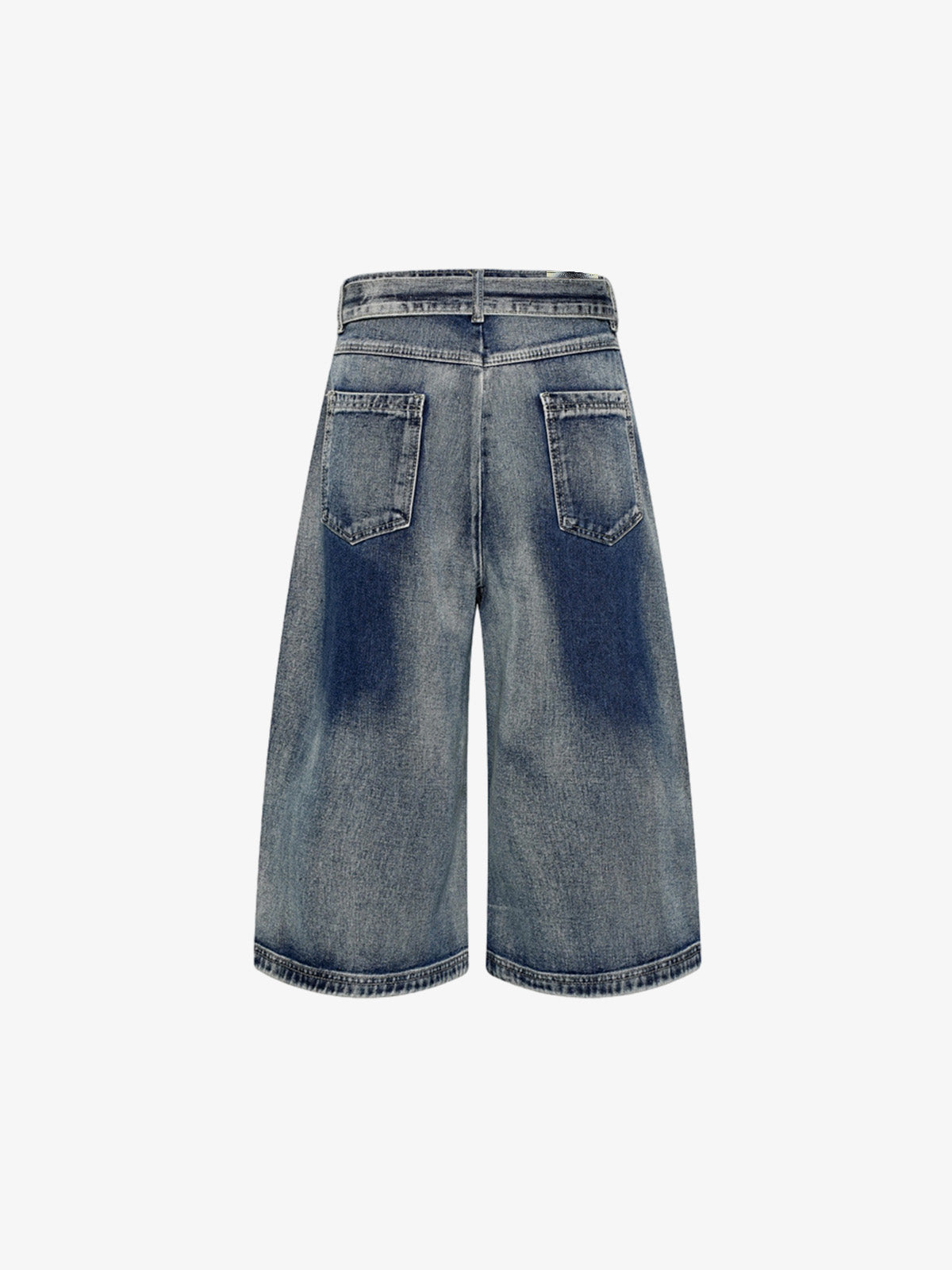 Belted Curved Seam Wide Leg Jorts 