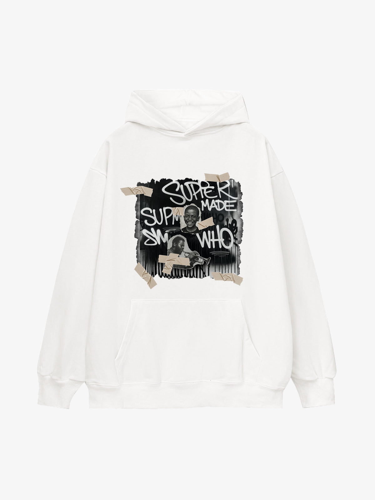 Street Collage Graffiti Font Character Hooded Sweatshirt 