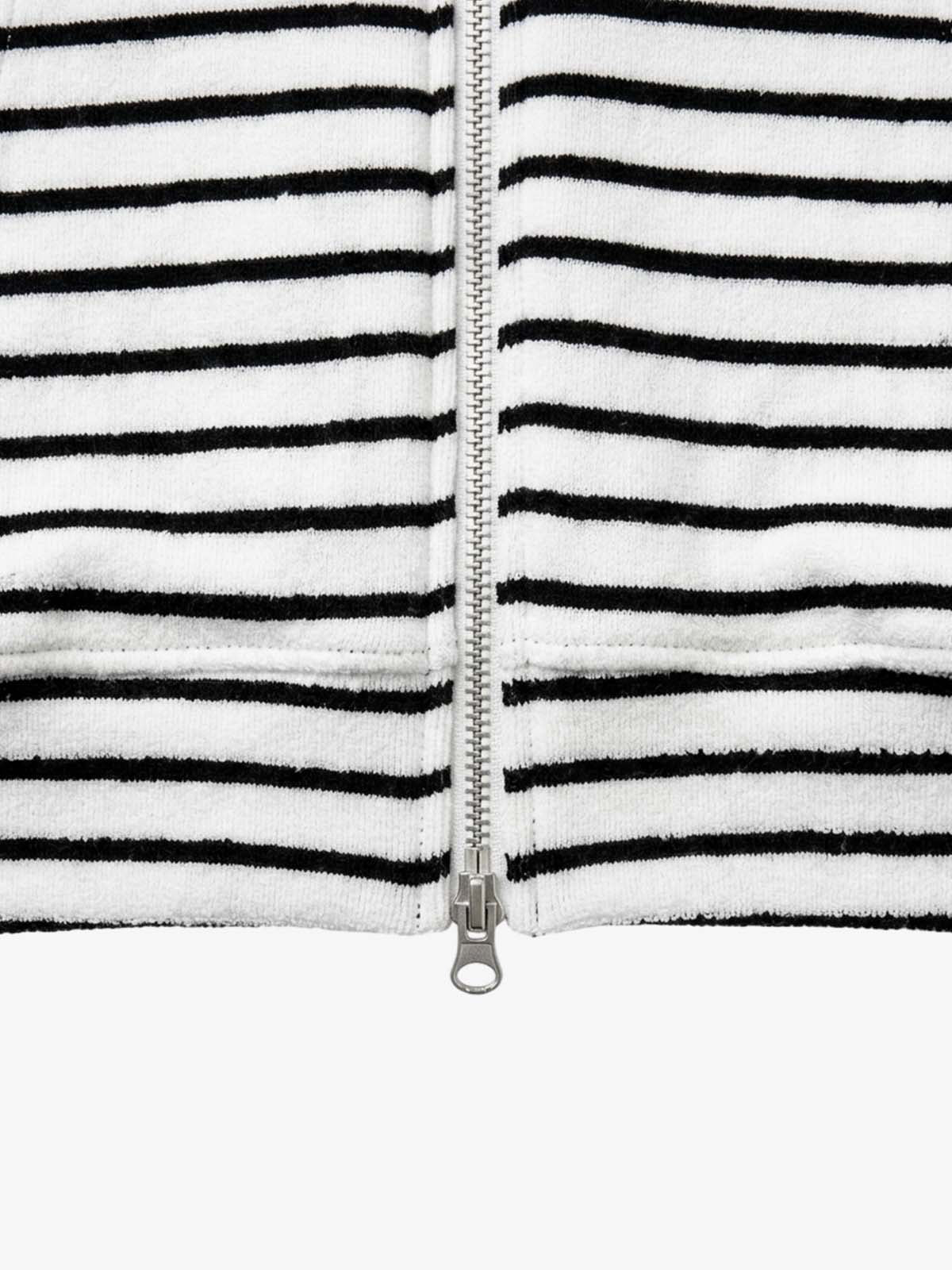 Anchor Appliqué Striped Terry Zip Hoodie