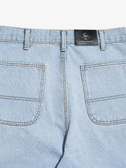 Action Figure Graphic Distressed Straight-Leg Utility Pants; Denim Blue / S, Denim Blue / M, Denim Blue / L, Denim Blue / XL, Denim Blue / 2XL