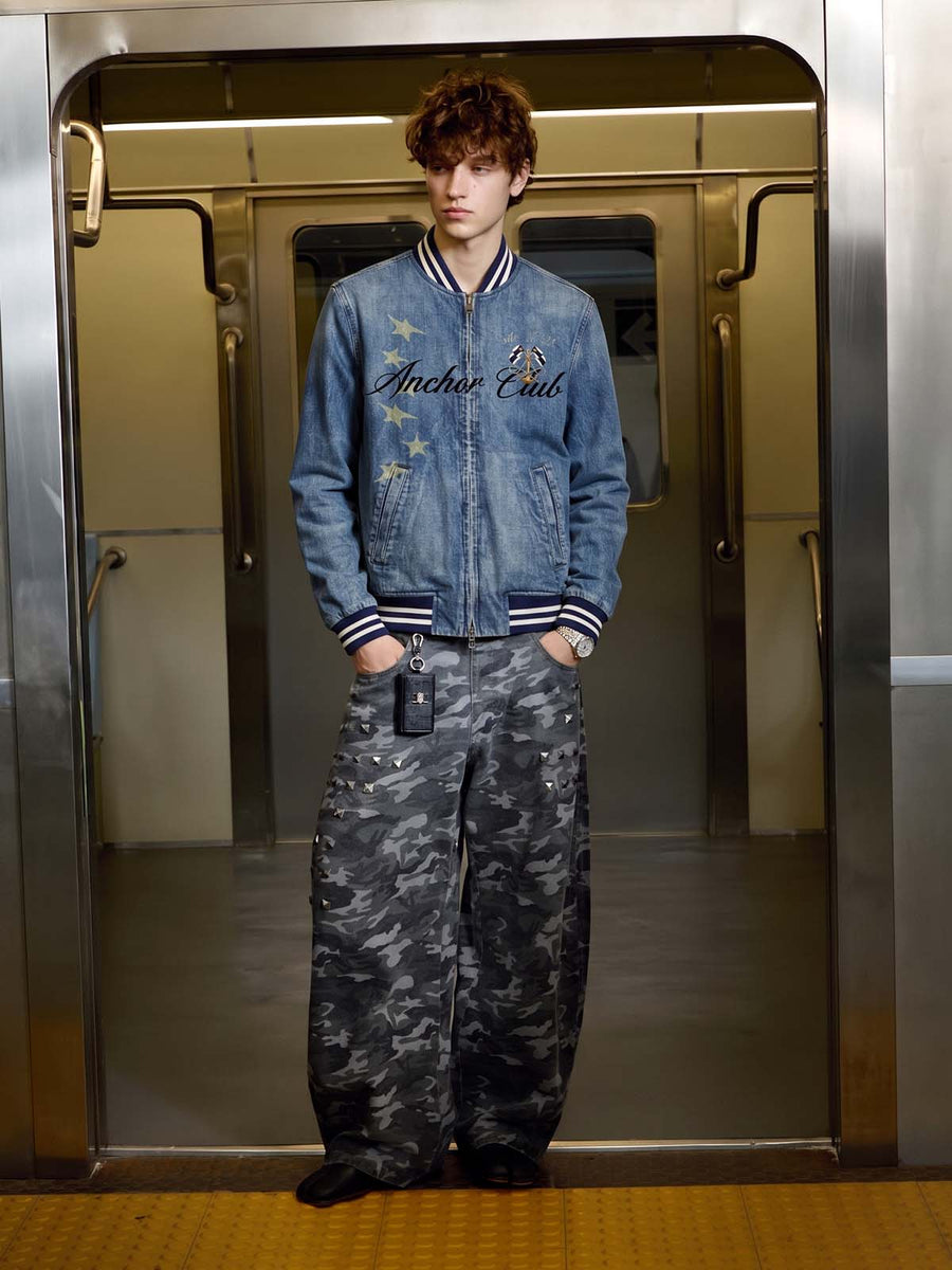 Anchor Club Star Graphic Washed Denim Jacket