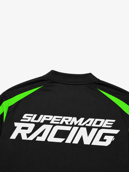 Skull Graphic Layered Racing Logo Long Sleeve Tee
