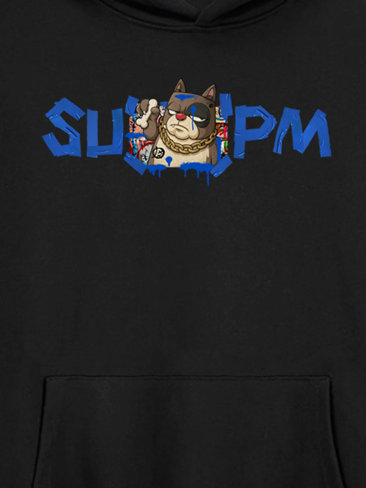 SUPM Cartoon Gold Chain Dog Head Pattern T-shirt 