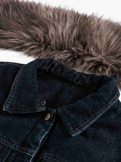 Winter-Ready Corduroy Jacket with Faux Fur Trim for Men 