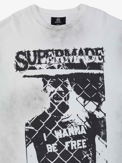 Supermade Distressed Cage Striped Long-Sleeve T-Shirt 