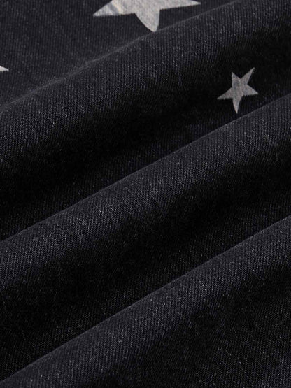 Vintage Star Print Washed Barrel Jeans 