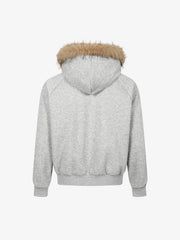 Pelzkapuzenjacke mit Union-Jack-Motiv