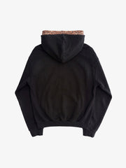 Distressed Leopard Pattern Layered Boxy Hoodie