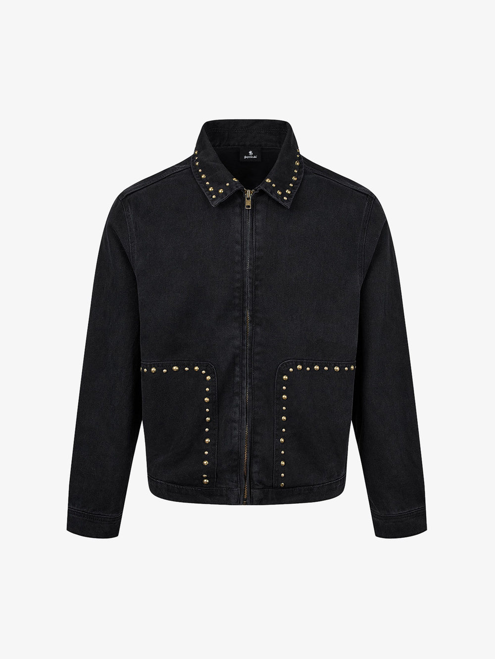 Distressed Studded Boxy Fit Denim Jacket