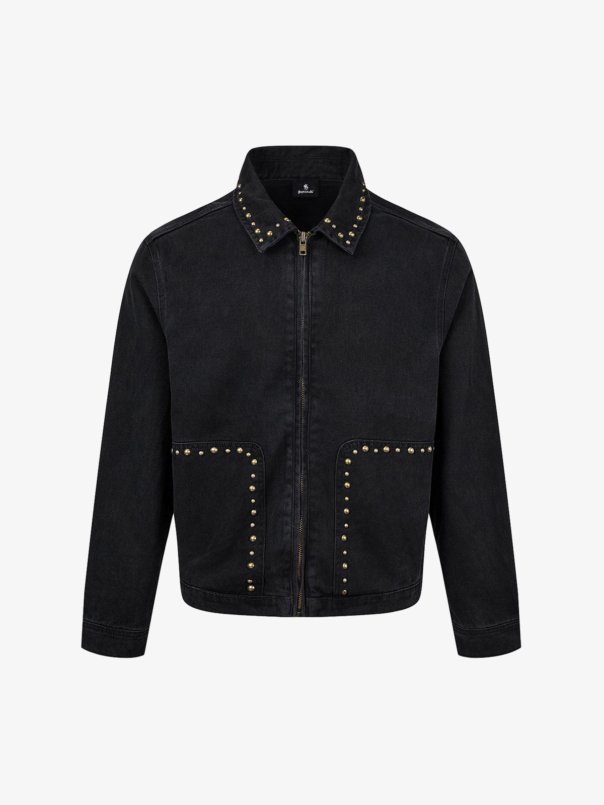 Distressed Studded Boxy Fit Denim Jacket