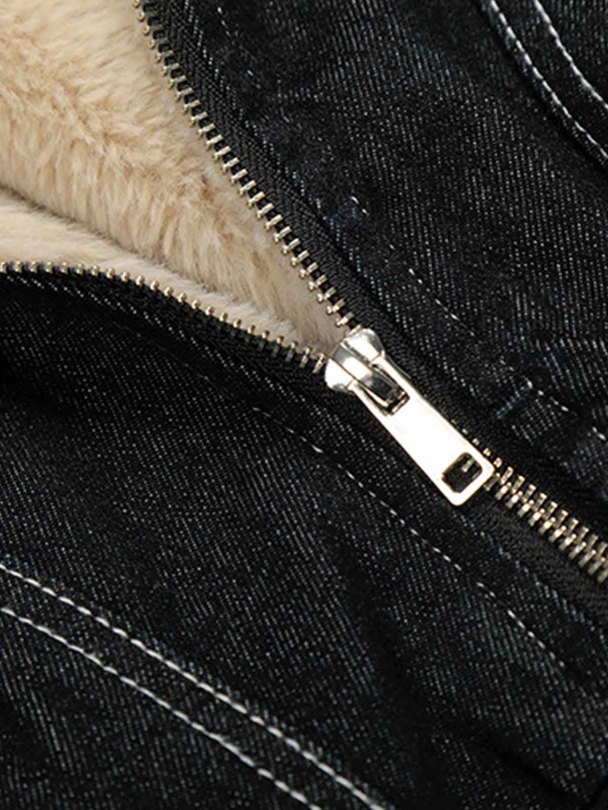 Stylish Denim Bomber Jacket with Faux Fur Collar - Perfect for Casual and Outdoor Wear 