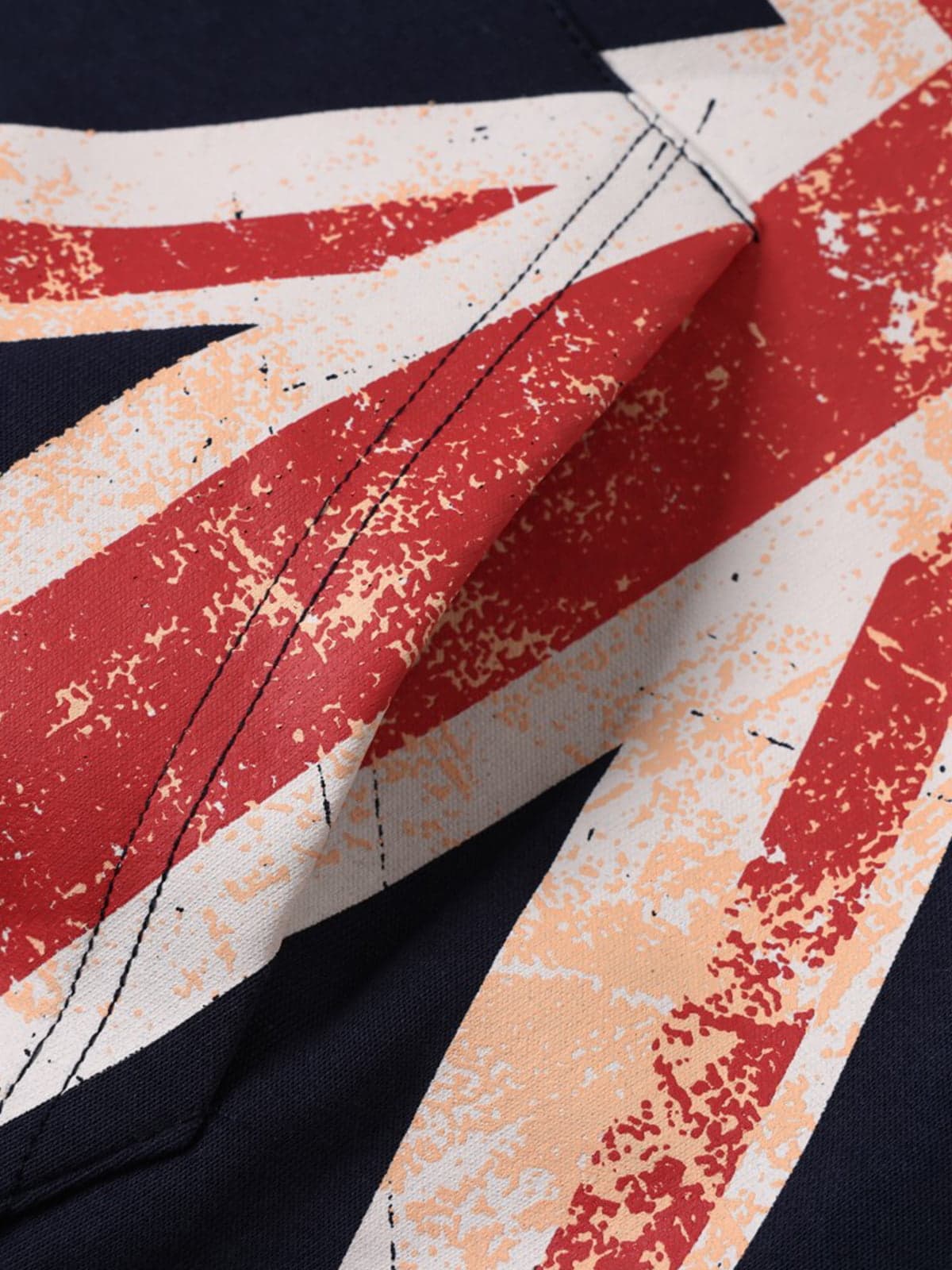 Pelzkapuzenjacke mit Union-Jack-Motiv