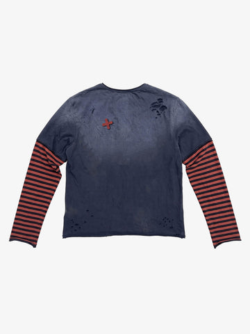 Graphic Distressed Layered Long Sleeve Tee
