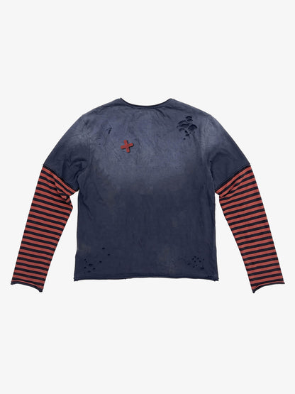 Graphic Distressed Layered Long Sleeve Tee