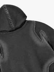 Washed Spray-Edge Zip Hoodie & Curved-Leg Sweatpants Set