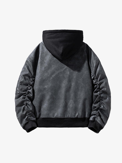 Stylish Velvet Bomber Jacket with Leather Collar for Men 