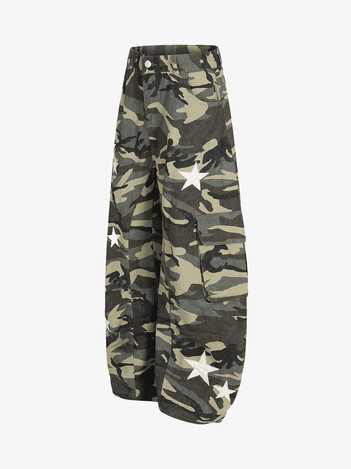 Camouflage Cargo Pants with Star Accents - Perfect for Casual and Outdoor Adventures 