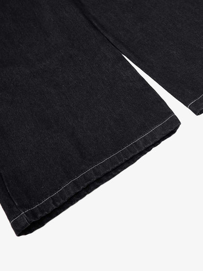 Vintage Leopard Print Waistband Patch Baggy Jeans 