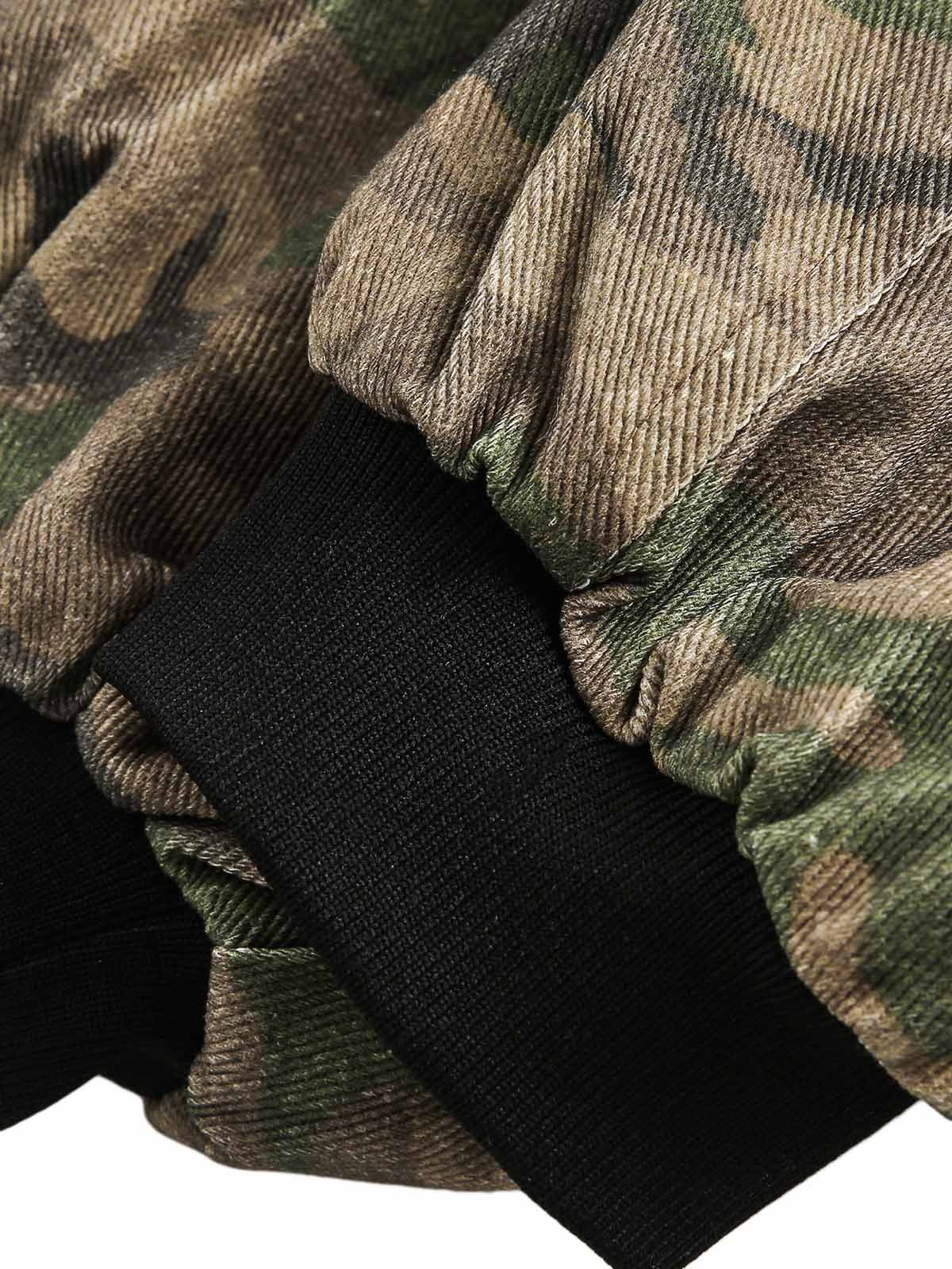Camouflage Faux Two-Piece Hooded Jacket 