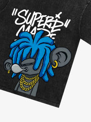 Thesupermade Graffiti Trend Blue Dreadlock Boy T-Shirt 