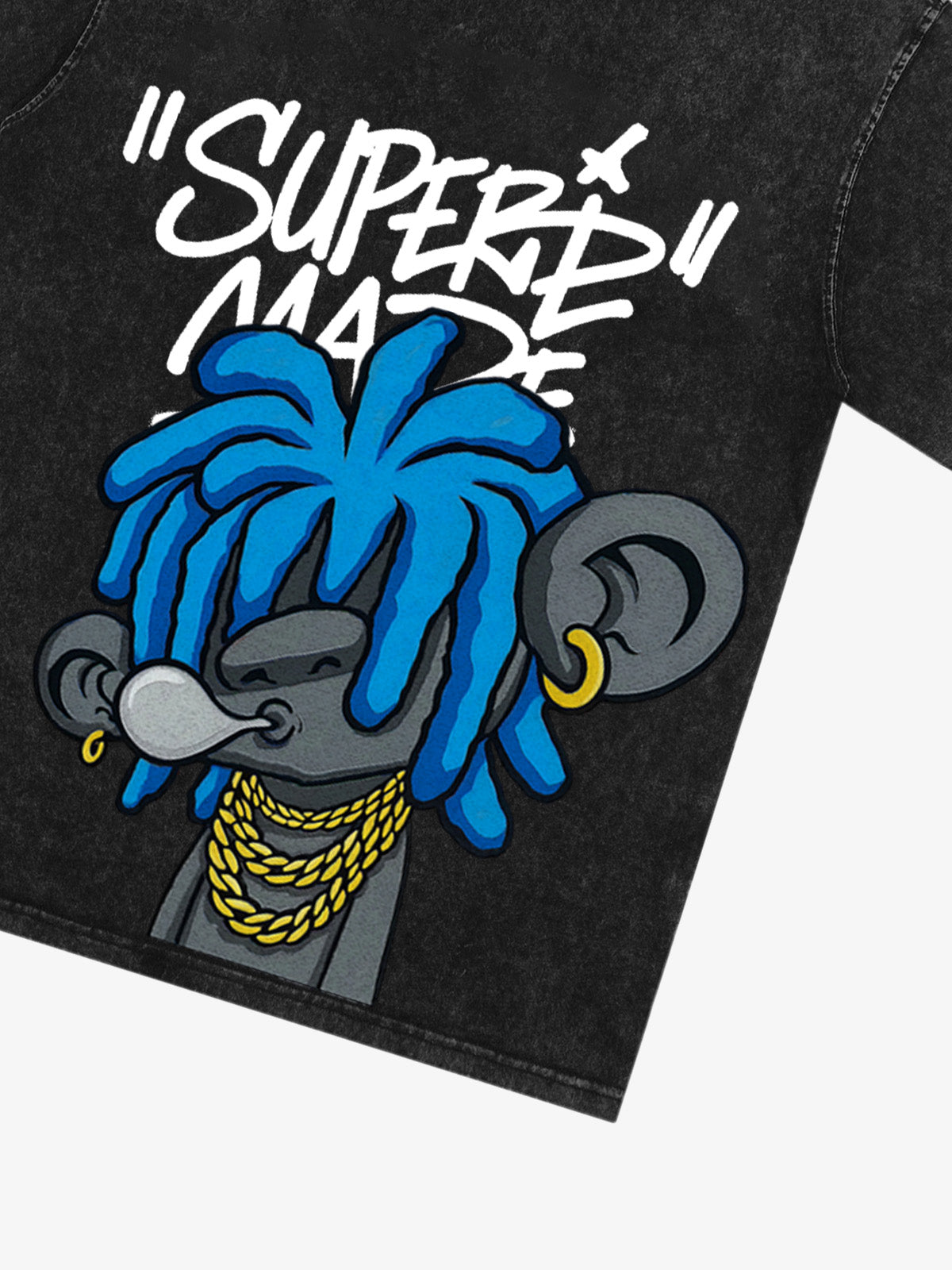 Thesupermade Graffiti Trend Blue Dreadlock Boy T-shirt 