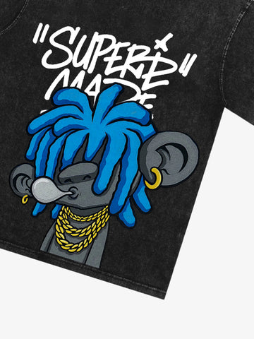 Thesupermade Graffiti Trend Blue Dreadlock Boy T-Shirt 
