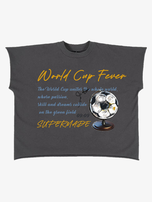 Cotton World Cup Fever Graphic T-Shirt for Men and Women - Football Theme Design with Globe Soccer Print 