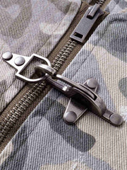 Camo Contrast Metal Buckle Bomber Jacket
