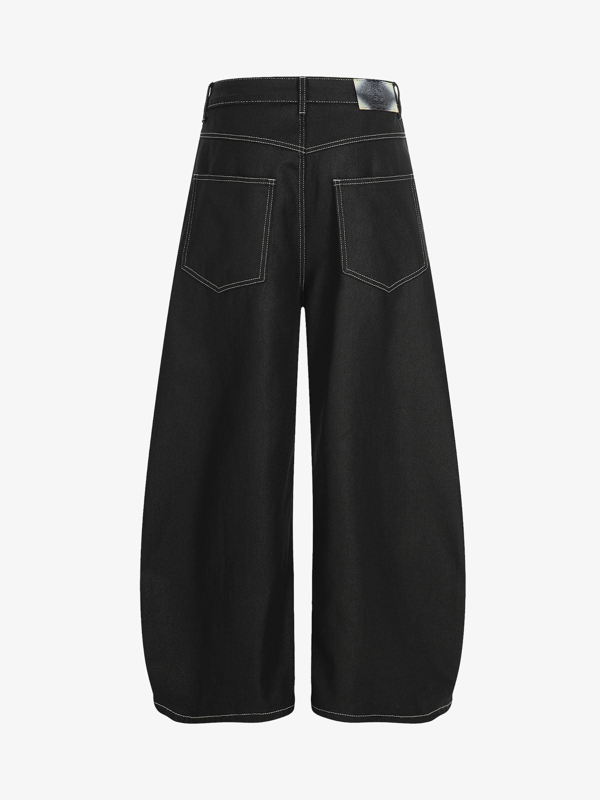 Contrast Stitch High-Waist Wide-Leg Barrel Jeans 