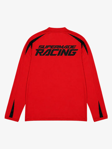 Skull Graphic Layered Racing Logo Long Sleeve Tee