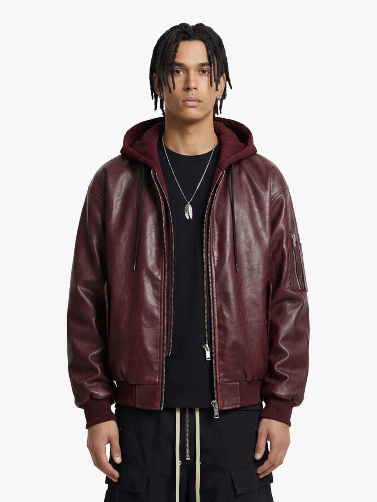 Retro Distressed Washed PU Leather Cotton Jacket 