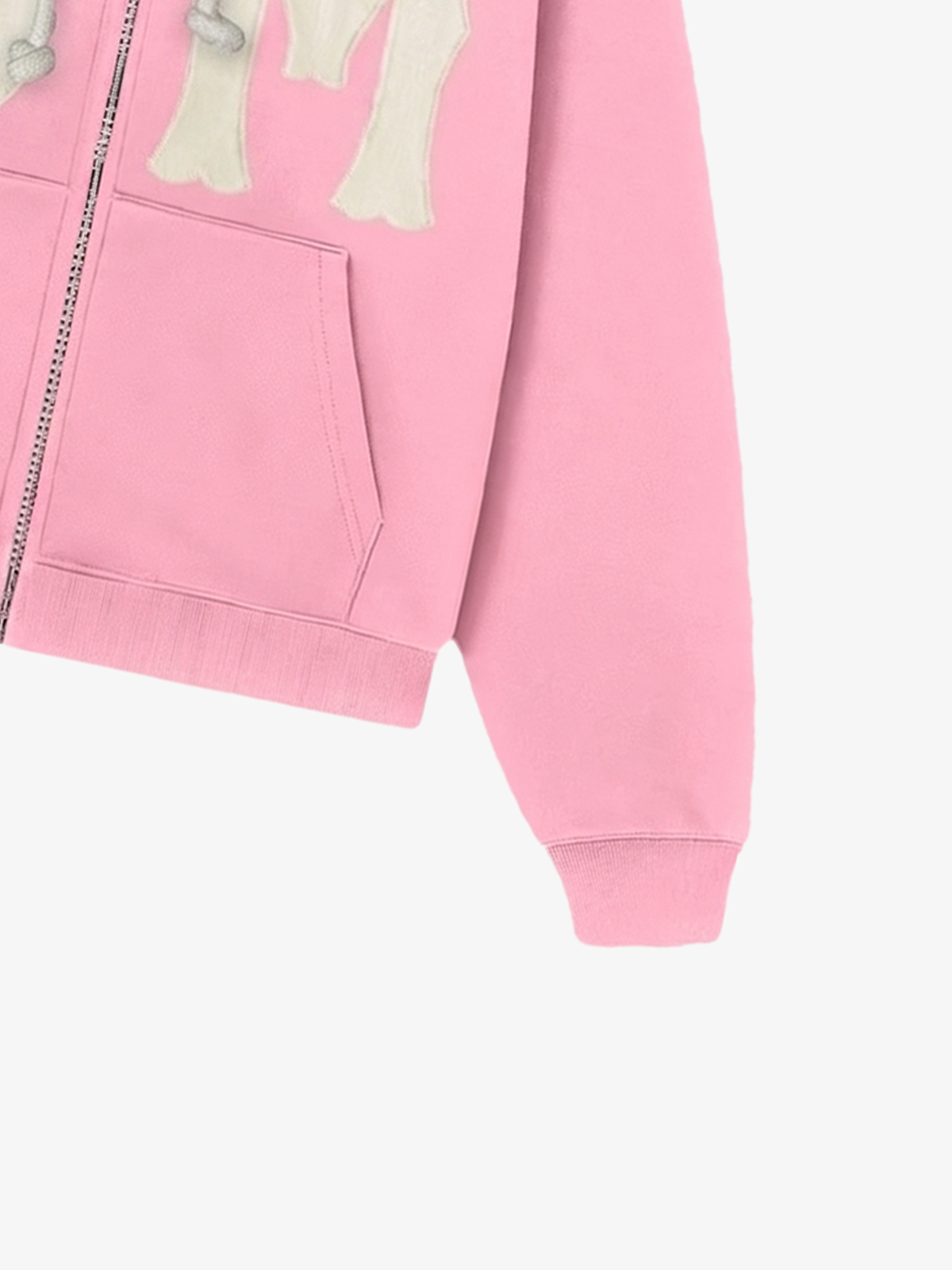 Letter Flocked Hooded Cardigan Sweatshirt