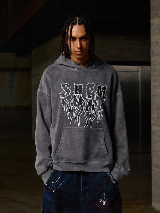 Original Distressed SPMD Graphic Cotton Hoodie 